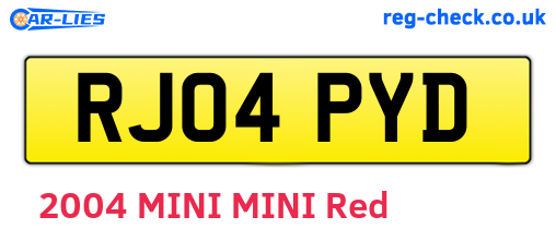 RJ04PYD are the vehicle registration plates.
