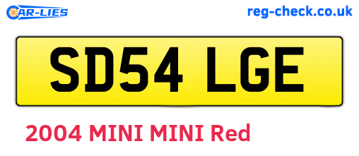 SD54LGE are the vehicle registration plates.