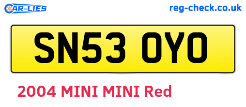 SN53OYO are the vehicle registration plates.