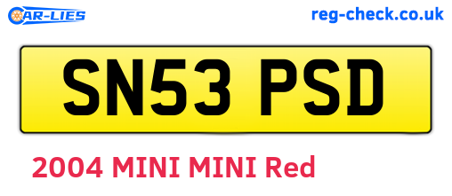 SN53PSD are the vehicle registration plates.