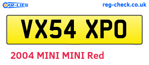VX54XPO are the vehicle registration plates.