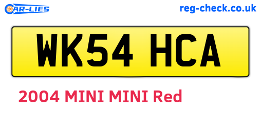 WK54HCA are the vehicle registration plates.