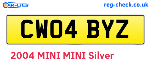 CW04BYZ are the vehicle registration plates.