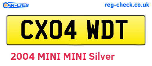 CX04WDT are the vehicle registration plates.