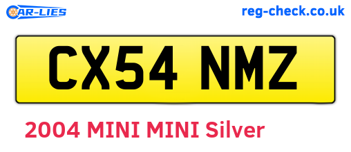 CX54NMZ are the vehicle registration plates.