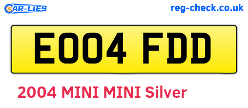 EO04FDD are the vehicle registration plates.