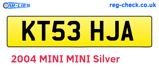 KT53HJA are the vehicle registration plates.