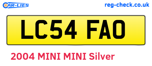 LC54FAO are the vehicle registration plates.