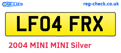 LF04FRX are the vehicle registration plates.