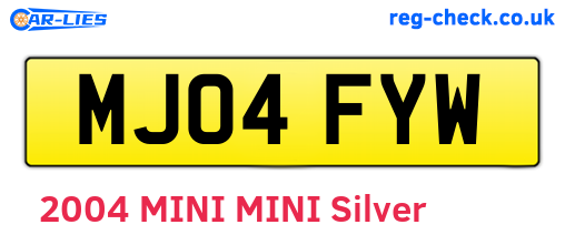 MJ04FYW are the vehicle registration plates.