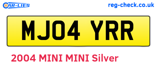 MJ04YRR are the vehicle registration plates.