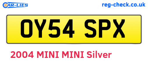 OY54SPX are the vehicle registration plates.