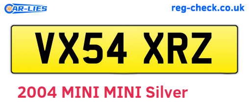 VX54XRZ are the vehicle registration plates.
