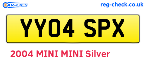 YY04SPX are the vehicle registration plates.