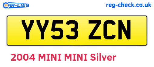 YY53ZCN are the vehicle registration plates.