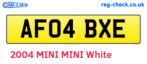 AF04BXE are the vehicle registration plates.