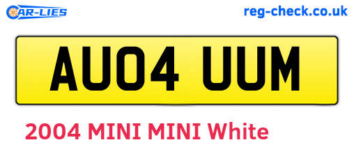 AU04UUM are the vehicle registration plates.