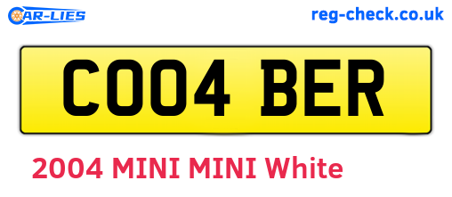 CO04BER are the vehicle registration plates.