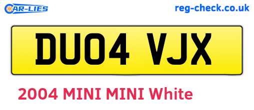 DU04VJX are the vehicle registration plates.