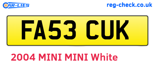 FA53CUK are the vehicle registration plates.