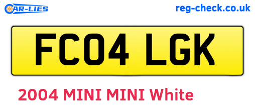 FC04LGK are the vehicle registration plates.
