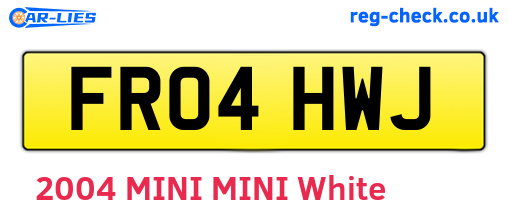 FR04HWJ are the vehicle registration plates.