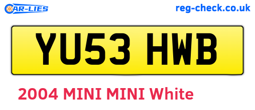 YU53HWB are the vehicle registration plates.