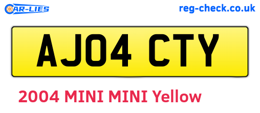 AJ04CTY are the vehicle registration plates.