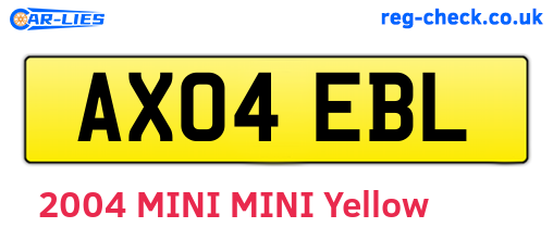 AX04EBL are the vehicle registration plates.