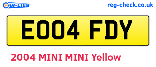 EO04FDY are the vehicle registration plates.