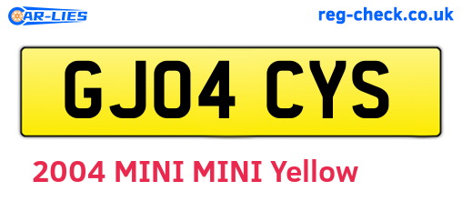 GJ04CYS are the vehicle registration plates.