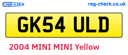 GK54ULD are the vehicle registration plates.
