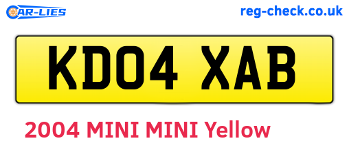 KD04XAB are the vehicle registration plates.