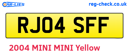 RJ04SFF are the vehicle registration plates.