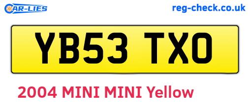 YB53TXO are the vehicle registration plates.
