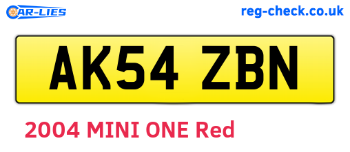 AK54ZBN are the vehicle registration plates.