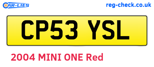 CP53YSL are the vehicle registration plates.
