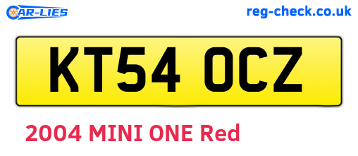 KT54OCZ are the vehicle registration plates.