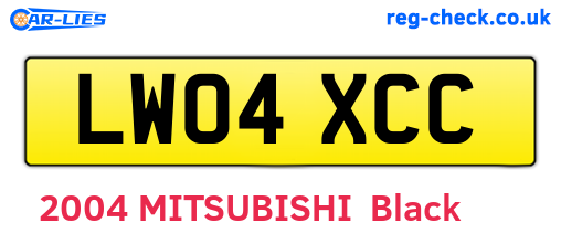 LW04XCC are the vehicle registration plates.