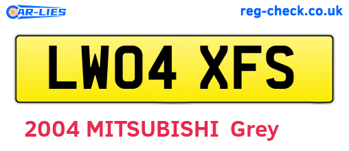 LW04XFS are the vehicle registration plates.