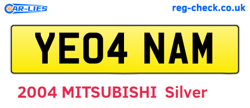YE04NAM are the vehicle registration plates.