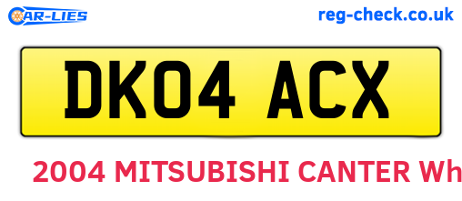DK04ACX are the vehicle registration plates.