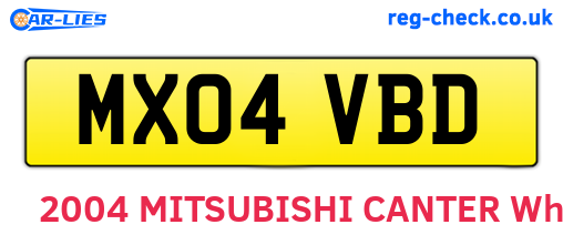 MX04VBD are the vehicle registration plates.