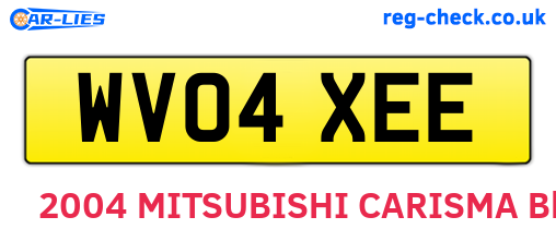 WV04XEE are the vehicle registration plates.