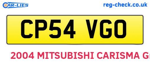 CP54VGO are the vehicle registration plates.