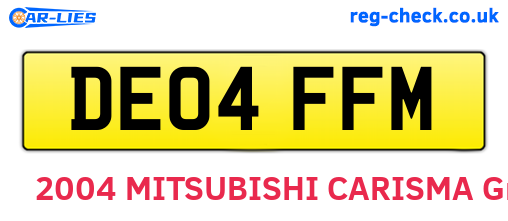 DE04FFM are the vehicle registration plates.