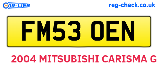 FM53OEN are the vehicle registration plates.