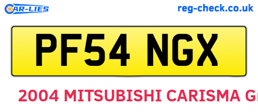 PF54NGX are the vehicle registration plates.