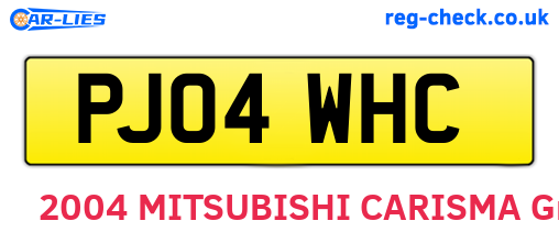 PJ04WHC are the vehicle registration plates.