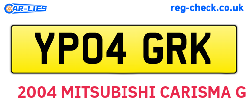 YP04GRK are the vehicle registration plates.